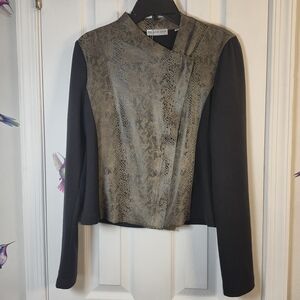 NWT Patrizia Luca Snakeskin Faux Leather Zip Up Edgy Moto Jacket Size S